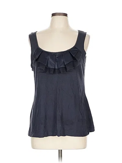 Pre-owned Ann Taylor Loft Sleeveless Top Gray Ruffles Neckline Tops