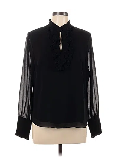 Pre-owned White House Black Market Long Sleeve Blouse In Black