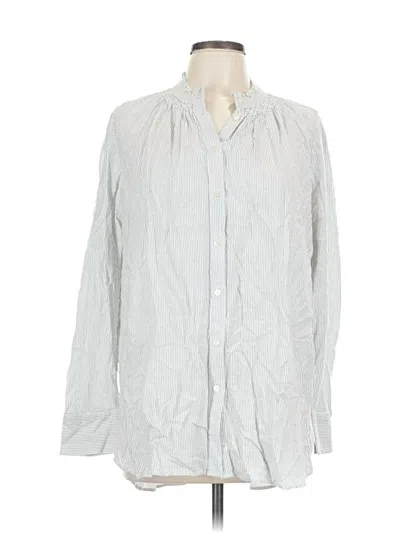 Pre-owned Ann Taylor Loft Long Sleeve Button Down Shirt In Silver