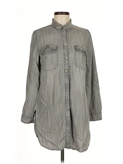 Pre-owned Chico's Long Sleeve Button Down Shirt In Gray