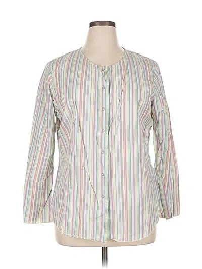 Pre-owned Jjill 3/4 Sleeve Button Down Shirt In White