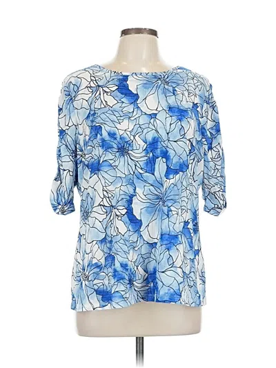 Pre-owned Emily Daniels 3/4 Sleeve Blouse In Blue