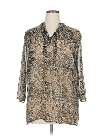 Pre-owned Jaclyn Smith 3/4 Sleeve Blouse In Brown