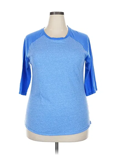 Pre-owned Danskin Now 3/4 Sleeve T-shirt In Blue
