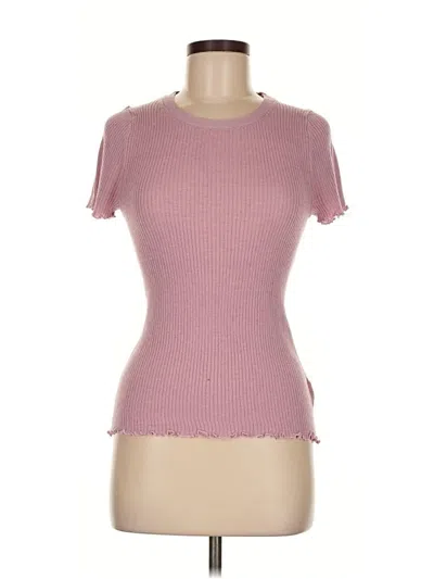 Pre-owned Splendid Short Sleeve Top Pink Sweetheart Neckline Tops