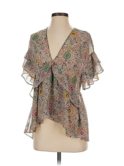 Pre-owned Cabi Short Sleeve Blouse In Gray