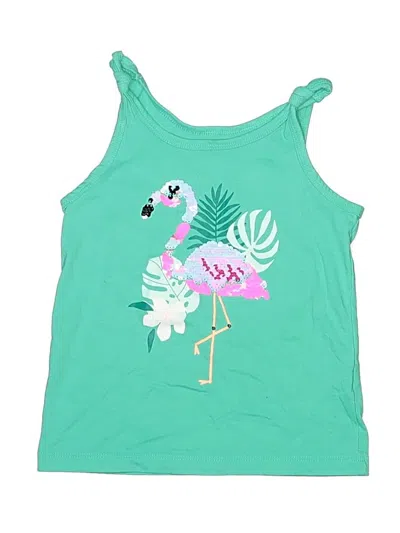 Pre-owned Cat & Jack Kids' Tank Top Green One Shoulder Neckline Tops