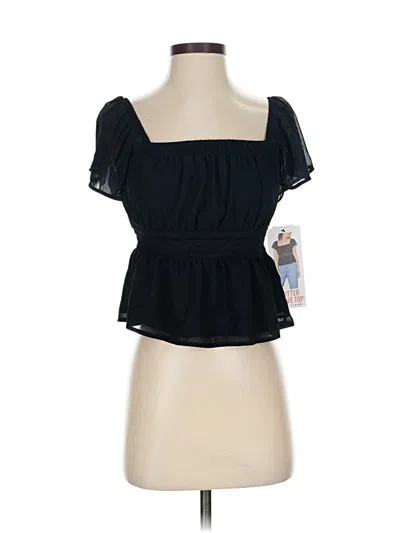 Celebrity Pink Short Sleeve Top Black Sweetheart Neckline Tops In Black