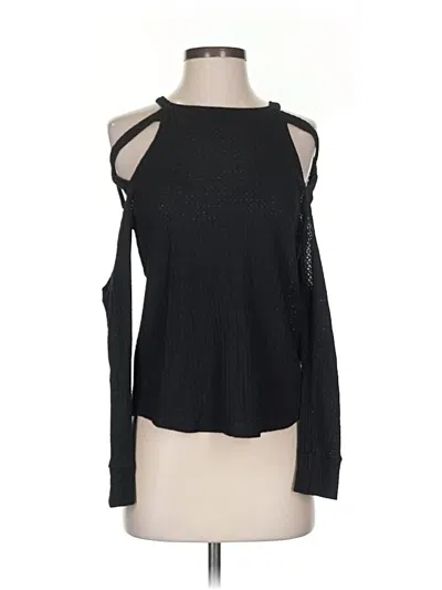 Pre-owned Lna Long Sleeve Top Black Cold Shoulder Neckline Tops