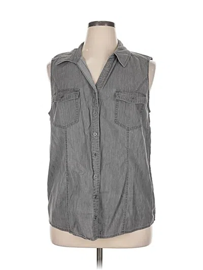 Pre-owned Style & Co Sleeveless Button Down Shirt In Gray