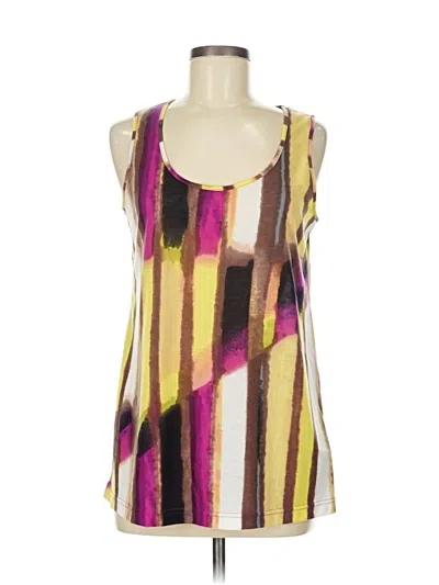 Pre-owned Kenneth Cole New York Tank Top Yellow Square Neckline Tops