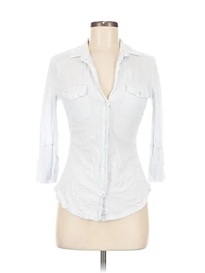 Pre-owned James Perse 3/4 Sleeve Button Down Shirt In Silver