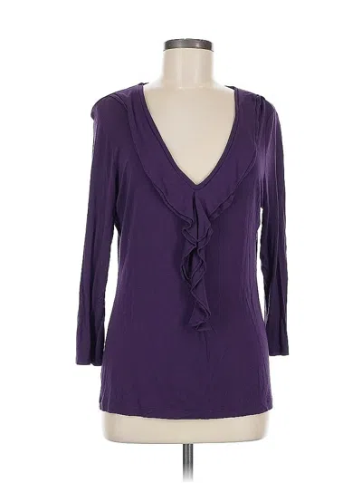 Pre-owned New York And Company 3/4 Sleeve Top Purple Sweetheart Neckline Tops