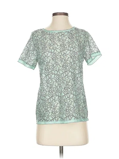 Pre-owned Ann Taylor Loft Short Sleeve Top Teal Crew Neck Tops In Blue