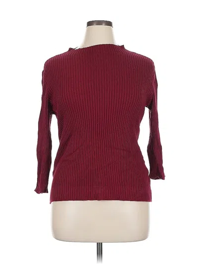 Pre-owned Roz & Ali 3/4 Sleeve T-shirt In Burgundy