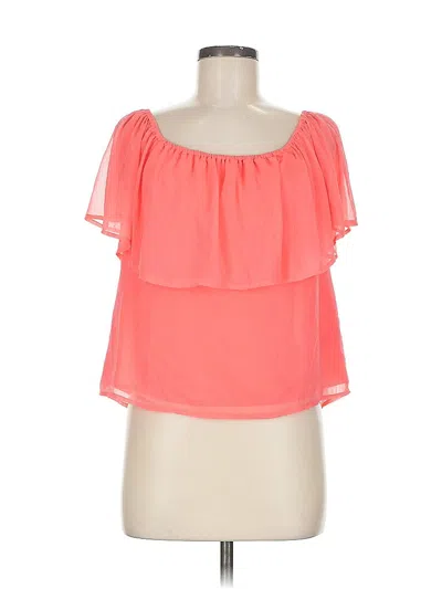 Pre-owned Rebecca Minkoff Short Sleeve Top Orange Solid Pattern Off The Shoulder Neckline Tops