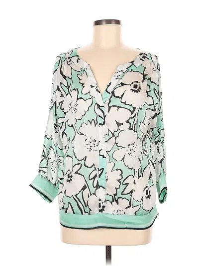 Pre-owned New York And Company 3/4 Sleeve Blouse In Blue