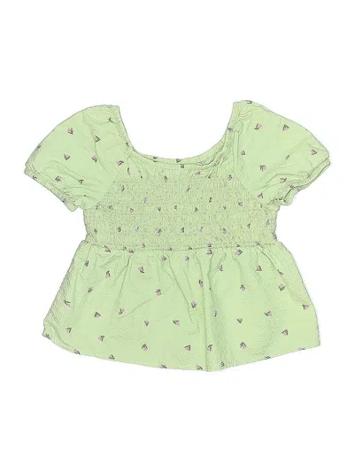 Pre-owned Cat & Jack Kids' Short Sleeve Blouse In Green