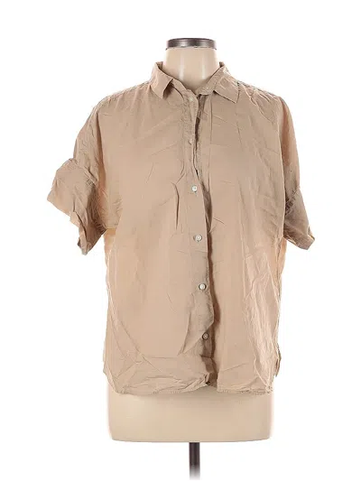 Pre-owned Uniqlo Short Sleeve Blouse In Brown