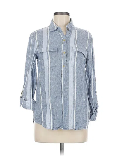 Pre-owned Ellen Tracy 3/4 Sleeve Button Down Shirt In Blue