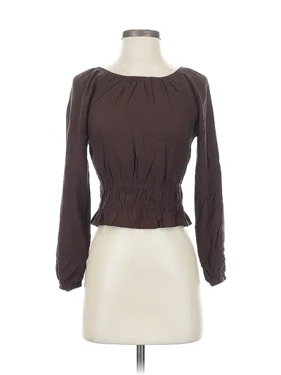 Pre-owned Madewell Long Sleeve Blouse In Brown