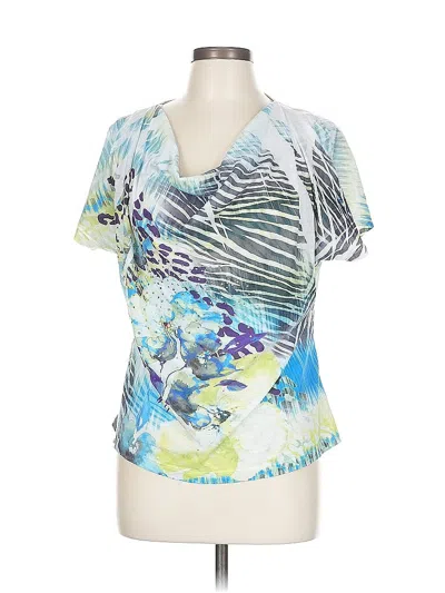 Pre-owned Laura Ashley Short Sleeve Top Blue Scoop Neck Tops