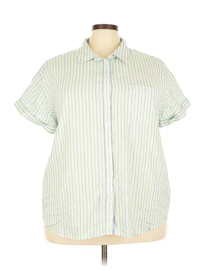 Pre-owned Caslon Short Sleeve Button Down Shirt In Green