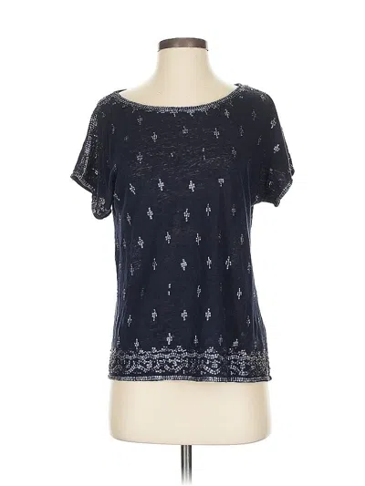 Pre-owned Calypso St Barth Short Sleeve Top Blue Keyhole Neckline Tops