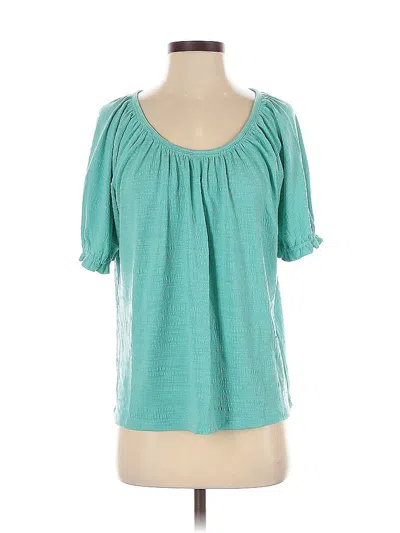 Pre-owned Banana Republic Factory Store Short Sleeve Blouse In Blue