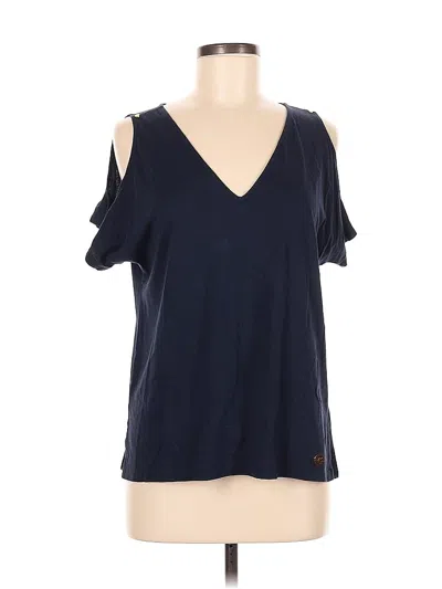 Pre-owned Michael Michael Kors Short Sleeve Top Blue Cold Shoulder Neckline Tops