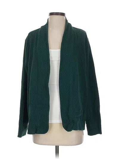 Pre-owned Lands' End Cardigan Sweater In Green