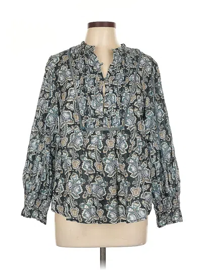 Pre-owned By Anthropologie Long Sleeve Blouse In Blue