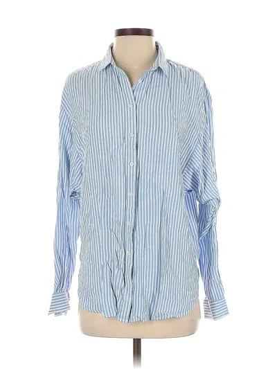Pre-owned Ann Taylor Loft Long Sleeve Button Down Shirt In Blue