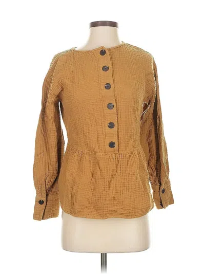 Pre-owned Madewell Long Sleeve Blouse In Brown