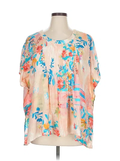 Pre-owned Tolani Short Sleeve Blouse In Pink