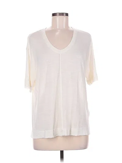 Pre-owned John Eshaya Short Sleeve Top Ivory V Neck Tops In White