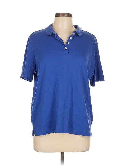 Pre-owned Lands' End Short Sleeve Blouse In Blue
