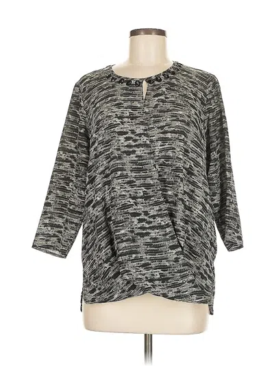 Pre-owned Michael Michael Kors 3/4 Sleeve Top Gray Crew Neck Tops