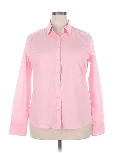 Pre-owned Lands' End Long Sleeve Button Down Shirt In Pink