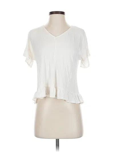 Pre-owned Ann Taylor Loft Short Sleeve Top Ivory V Neck Tops In White