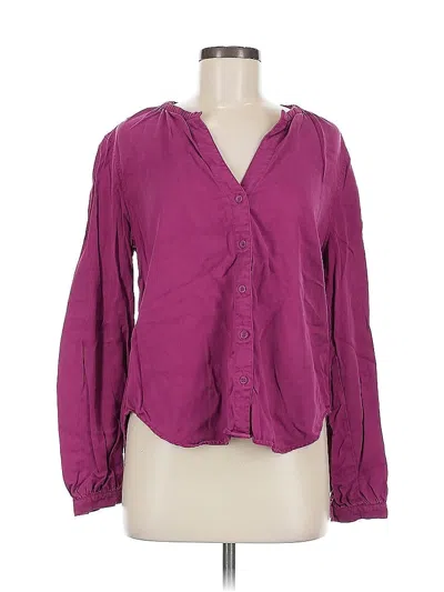 Pre-owned Cloth & Stone Long Sleeve Blouse In Purple