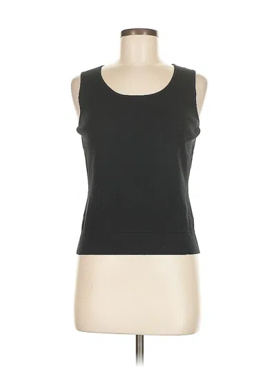 Pre-owned Ann Taylor Loft Sleeveless Top Black Solid Pattern Scoop Neck Tops