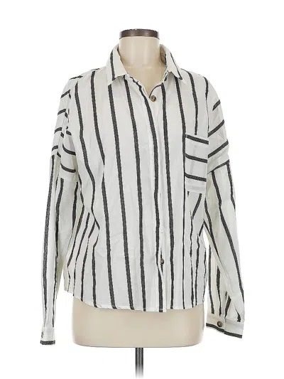 Pre-owned Lulus Long Sleeve Button Down Shirt In White