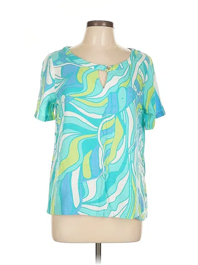 Pre-owned Escapada Short Sleeve Blouse In Blue