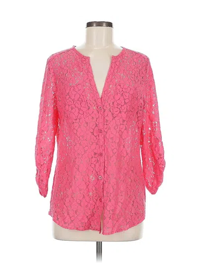 Pre-owned New York And Company 3/4 Sleeve Blouse In Pink