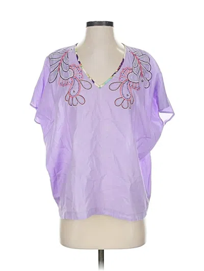Pre-owned Holiday By Megan Park Short Sleeve Blouse In Purple