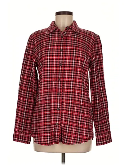 Pre-owned Lands' End Long Sleeve Button Down Shirt In Red