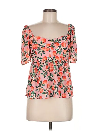 Pre-owned Draper James Short Sleeve Top Pink Sweetheart Neckline Tops