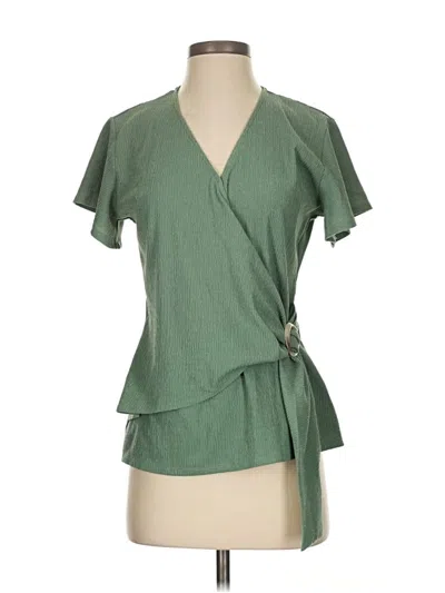 Pre-owned Vince Camuto Short Sleeve Blouse In Green