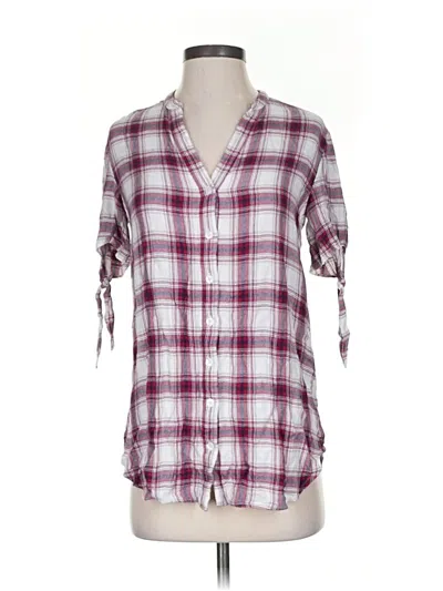 Pre-owned Draper James 3/4 Sleeve Button Down Shirt In Burgundy